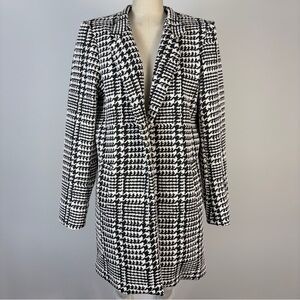 Ellane Rose Chic Houndstooth Pea Coat in Black and White L